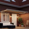 vidaXL Ručný rám markízy s LED Zelená, Žltá, Biela 4,5 × 3,5 m