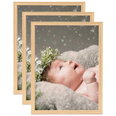 vidaXL Fotorámiky na stenu, koláž 3 ks, bledý dub 40x50 cm