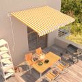 vidaXL Automaticky zaťahovacia markíza 400x300 cm žltá a biela