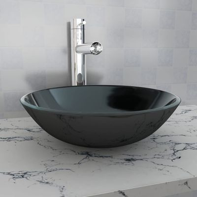 vidaXL Umývadlo z tvrdeného skla, 42 cm, čierne