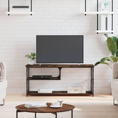 vidaXL TV skrinka dymový dub 103x38x46,5 cm kompozitné drevo a oceľ