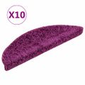 vidaXL Schodové rohože 10 ks 56x17x3 cm fialové polkruhové