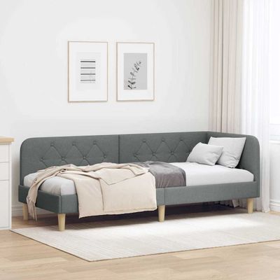 vidaXL Rohový rám postele Tmavo šedá 80 x 200 cm látka