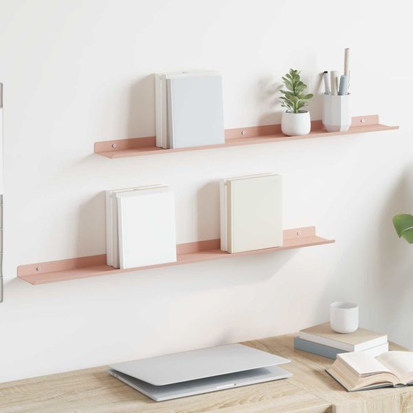 vidaXL Závesná polica Nástenná montáž 2 pcs Ružová 80 x 9 x 2,5 cm
