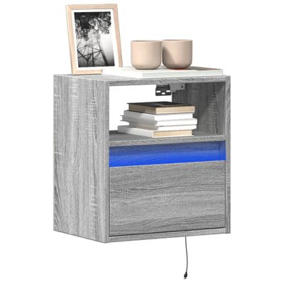 vidaXL TV nástenné skrinky s LED svetlami 2 ks sivé sonoma 41x31x45 cm