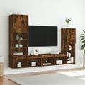 vidaXL 4-dielne TV nástenné skrinky s LED dymový dub kompozitné drevo