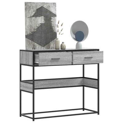 vidaXL Konzolový stolík sivý sonoma 90x35x80 cm kompozitné drevo