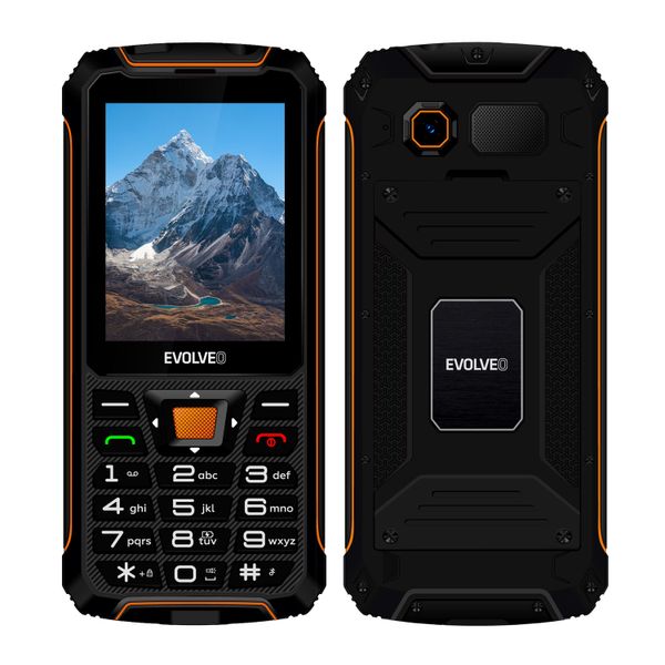 EVOLVEO StrongPhone Z6, IP68 odolný Dual SIM telefón, 2,8'' LCD, 4000mAh, Powerbanka, čierno-oranžový