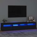 vidaXL TV skrinka s LED svetlami čierna 210x35x40 cm