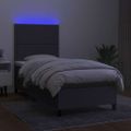 vidaXL Posteľ boxsping s matracom a LED tmavosivá 80x200 cm látka