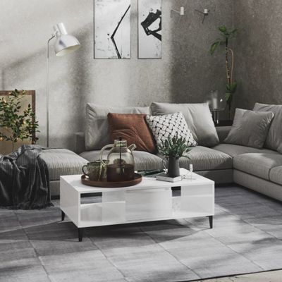 vidaXL Konferenčný stolík, lesklý biely 103,5x60x35cm kompozitné drevo