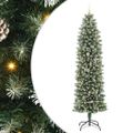 vidaXL Umelý chudý vianočný strom Zelená a biela 240 cm