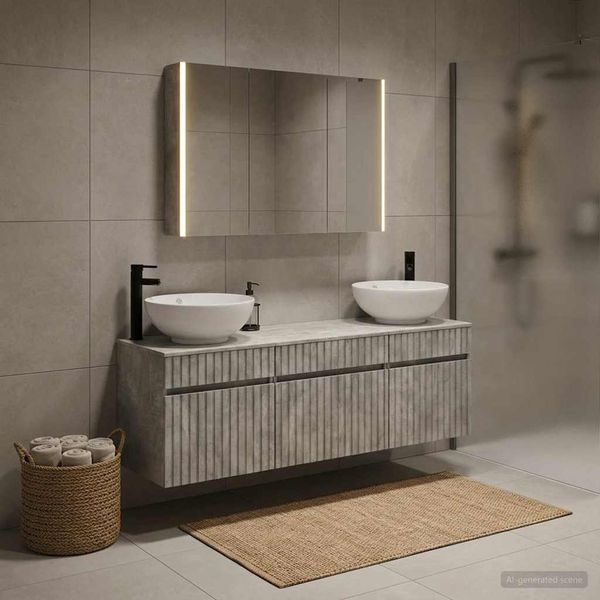 vidaXL Set kabinetov do kúpeľne 4 pcs Betónovo sivá