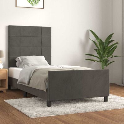 vidaXL Posteľ bez matraca tmavosivá 80x200 cm zamat
