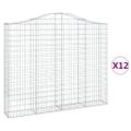 vidaXL Oblúkové gabiónové koše 12 ks 200x30x160/180 pozinkované železo