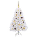 vidaXL Umelý Sklápací Vianočný Stromček LED Biela 68 x 68 x 120 cm