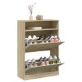 vidaXL Botník s 2 výklopnými zásuvkami dub sonoma 80x34x116 cm