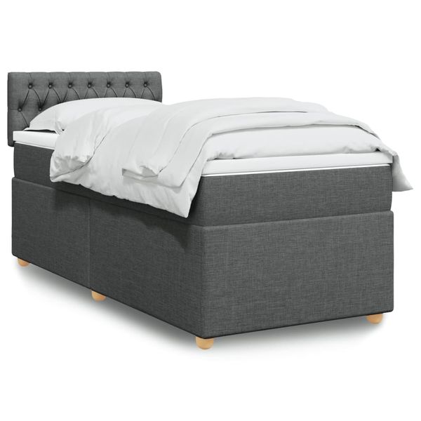 vidaXL Boxspring posteľ s matracom tmavosivá 90x200 cm látka