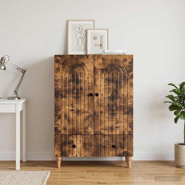 vidaXL Servírovacia skriňa so zásuvkou Dymový dub 66 x 34,5 x 95 cm