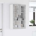 vidaXL Nástenný sklenený kabinet LUCCA Betónovo sivá 60 x 31 x 100 cm