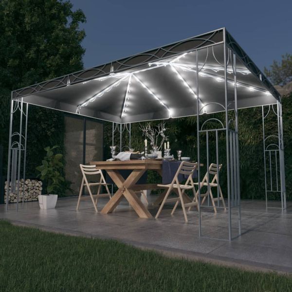 vidaXL Altánok s LED reťazou 400x300 cm, antracitový