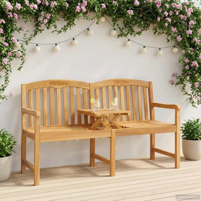 vidaXL Ručne vyrezávaná ružová lavička 150,5 x 60 x 95 cm Prírodná