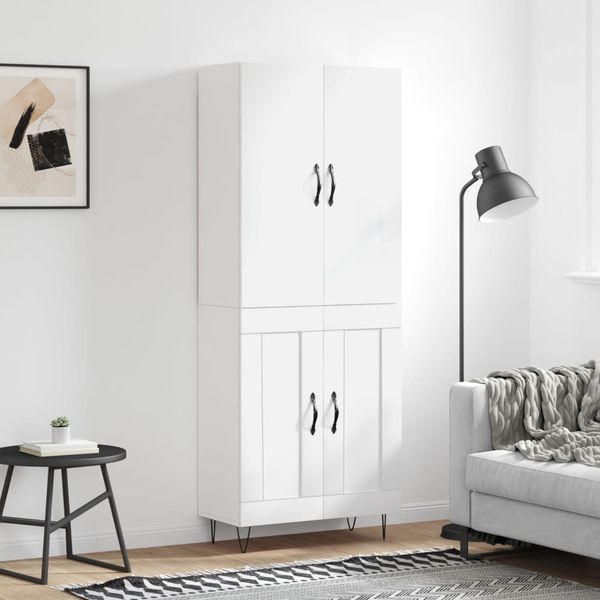 vidaXL Vysoká skrinka lesklá biela 69,5x34x180 cm spracované drevo