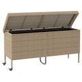 vidaXL záhradný úložný box s kolieskami Béžová 160x55x75 cm Poly ratan