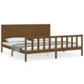 vidaXL Posteľný rám s čelom medovo-hnedý 200x200 cm masívne drevo