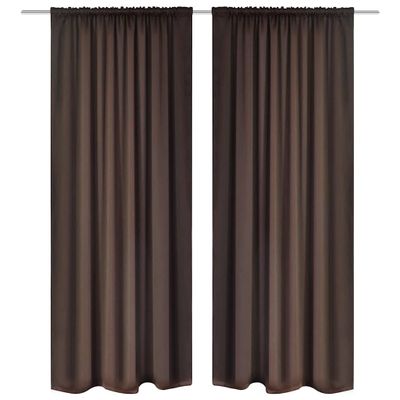 130372 2 pcs Brown Slot-Headed Blackout Curtains 135 x 245 cm