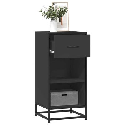 vidaXL Komoda čierna 35,5x35x76 cm kompozitné drevo a kov