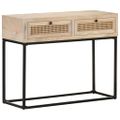 vidaXL Konzolový stolík 100x35x76 cm mangovníkový masív a prírodná trstina
