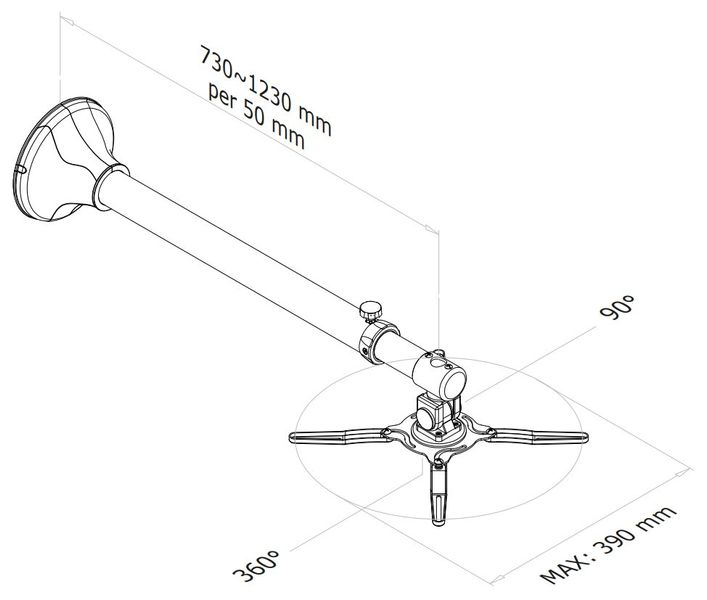 Neomounts  BEAMER-W100SILVER / Projector Wall Mount (length: 73-123 cm = short throw) / Silver Držák, pro projektor, nástenný, vzdálenost od steny 73–123cm, šíre projektoru až 390mm, nosnost 12kg, ocel, stríbrný