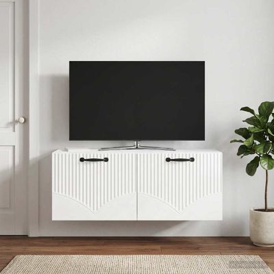 vidaXL Nástenná TV skrinka Biela s vysokým leskom 78,5 x 31 x 30 cm
