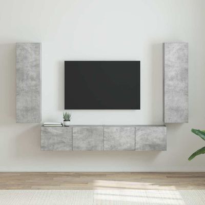vidaXL TV nástenná skriňa Nástenný 2 pcs Betónová 30 x 31 x 100 cm