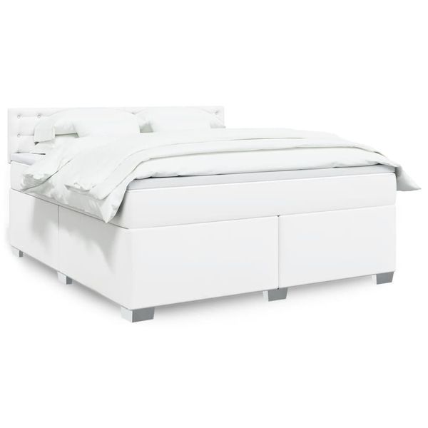 vidaXL Boxspring posteľ s matracom biela 180x200 cm umelá koža