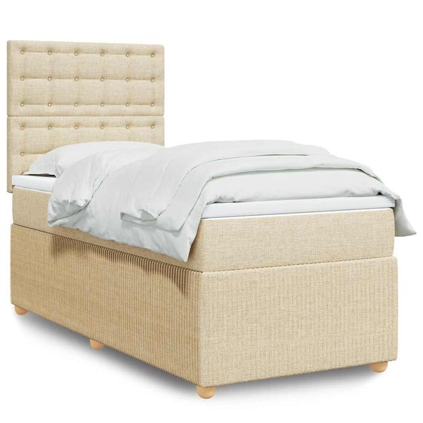 vidaXL Boxspring posteľ s matracom krémová 100x200 cm látka