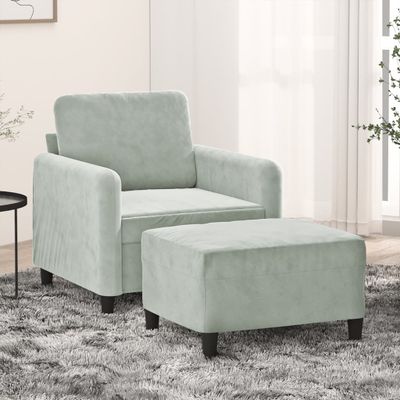 vidaXL Kreslo s podnožkou bledosivé 60 cm zamat