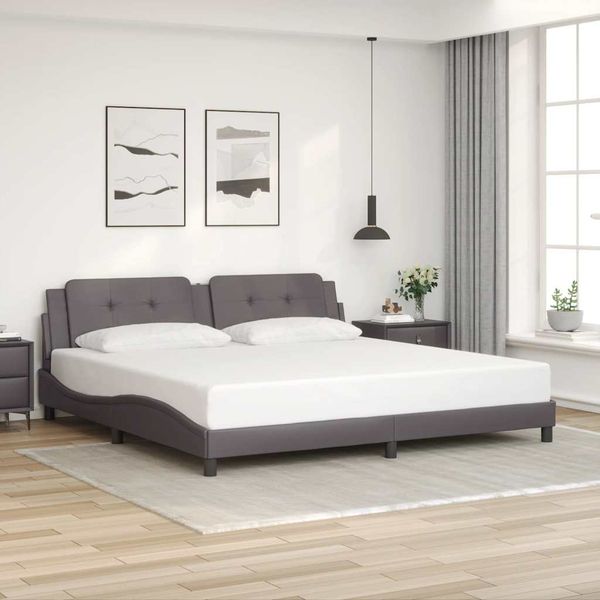 vidaXL Rám postele bez matraca Zadar sivý 200x200 cm umelá koža