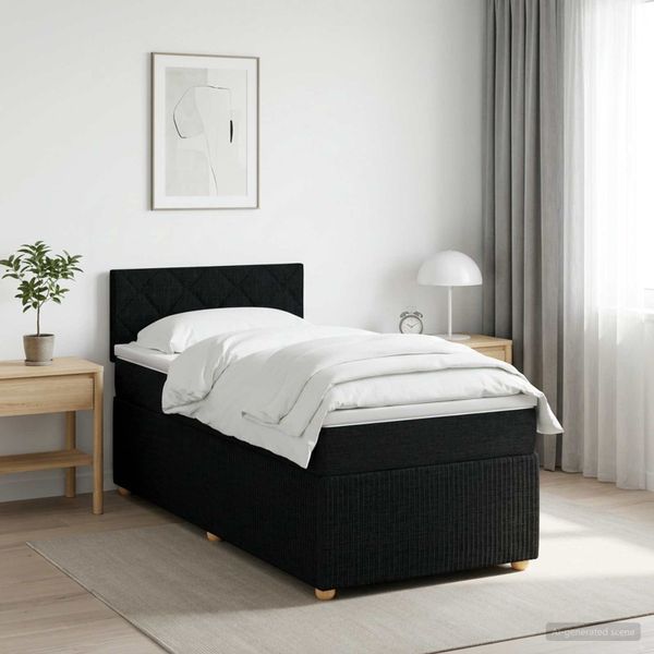 vidaXL Posteľ boxspring s matracom Čierna 100 x 200 cm Látka