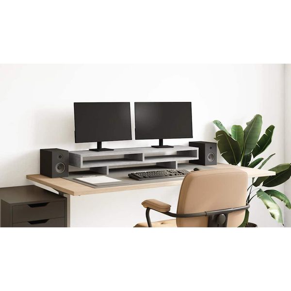 vidaXL Stojan na monitor betónový sivý 100x27x15 cm kompozitné drevo