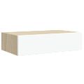 vidaXL Nástenná zásuvková polica dubová a biela 40x23,5x10 cm MDF