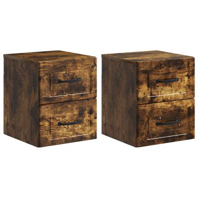 vidaXL Nástenná nočná skrinka 2 pcs Dymový dub 34,5 x 33 x 40 cm