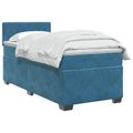 vidaXL Posteľ boxspring s matracom Tmavomodrá 90 x 190 cm Zamat
