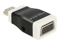 Video/zvukový adaptér - HDMI samec na HD-15 (VGA), mini-phone stereo 3,5 mm samica - čierna, biela