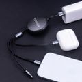 Forever 3v1 kábel USB - Lightning + 2x USB-C 1,2 m 100W čierny