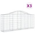 vidaXL Oblúkové gabionové koše 3 ks 200x30x80/100cm pozinkované železo