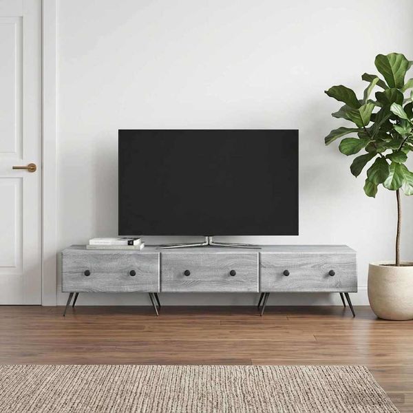 vidaXL TV skrinka Sivá sonoma 147 x 34,5 x 30 cm Kompozitné drevo