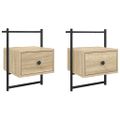 vidaXL Nočné skrinky nástenné 2 ks dub sonoma 35x30x51cm kompoz. drevo