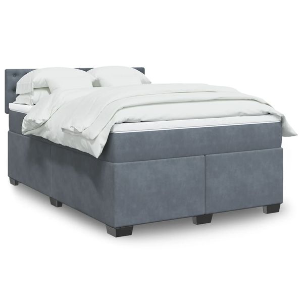 vidaXL Posteľný rám boxspring s matracom tmavosivý 140x200 cm zamat